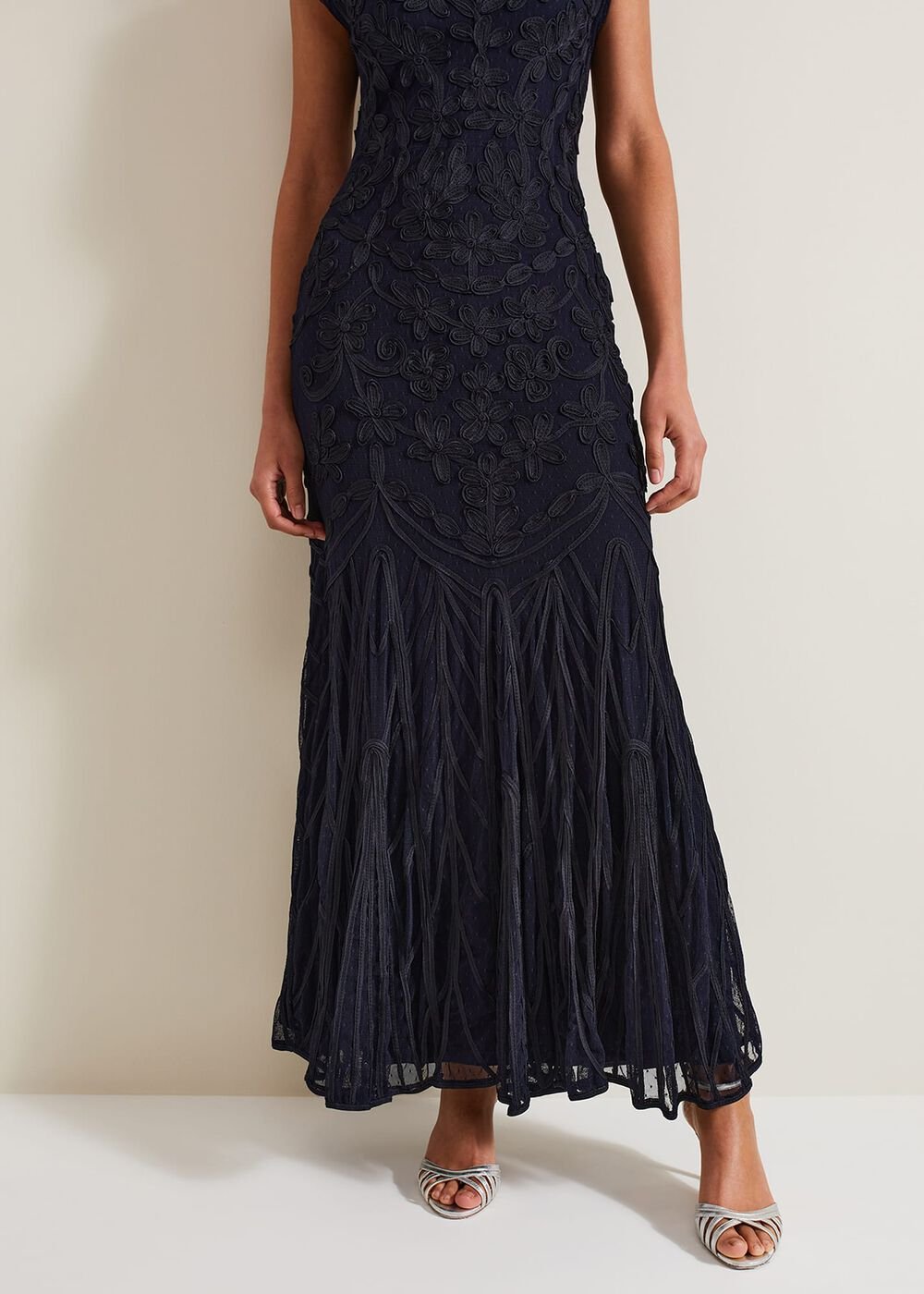 Luana Tapework Maxi Dress - Navy