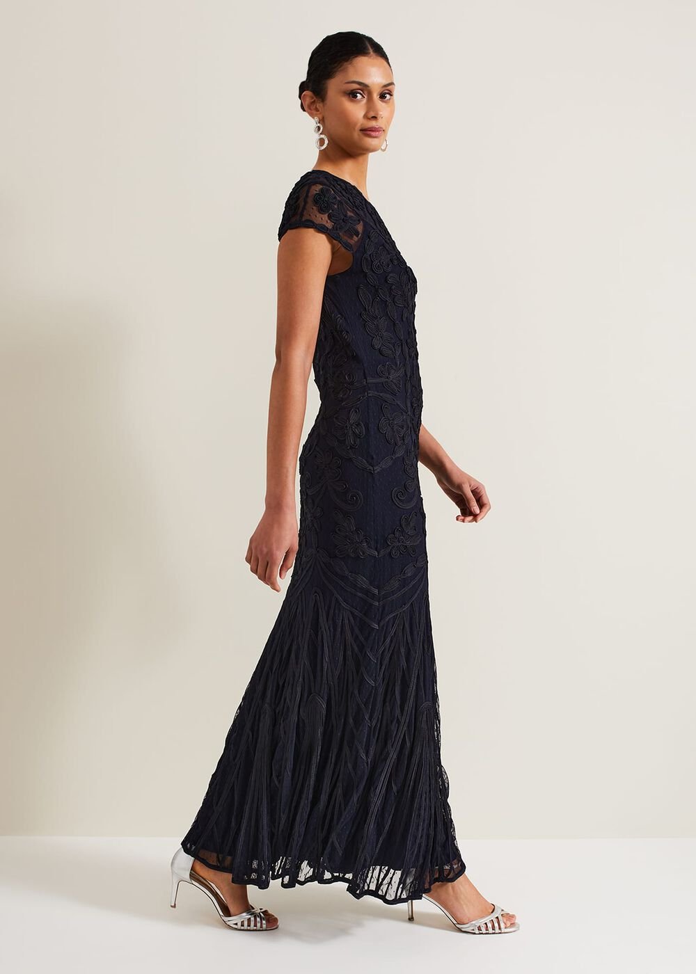 Luana Tapework Maxi Dress - Navy