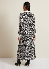 Bonnie Black Bow Shirt Midi Dress - Black/Ivory