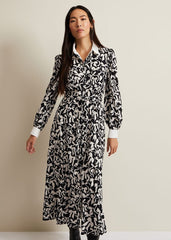 Bonnie Black Bow Shirt Midi Dress - Black/Ivory