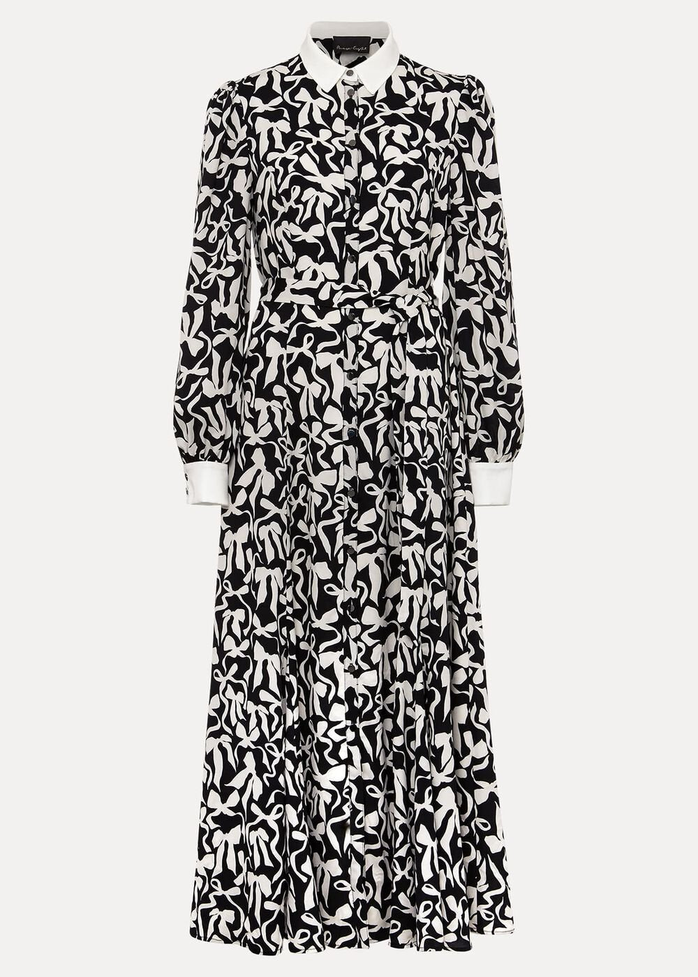 Bonnie Black Bow Shirt Midi Dress - Black/Ivory