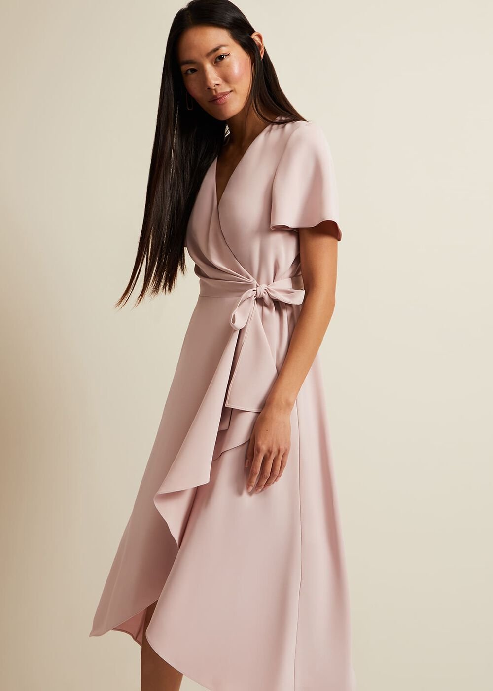 Julissa Frill Wrap Midi Dress - Antique Rose