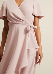 Julissa Frill Wrap Midi Dress - Antique Rose