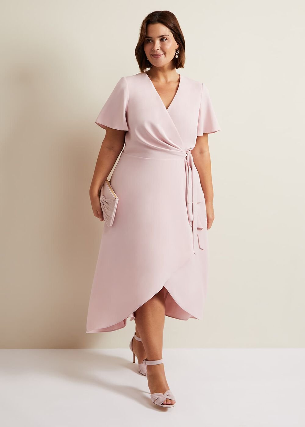 Julissa Frill Wrap Midi Dress - Antique Rose