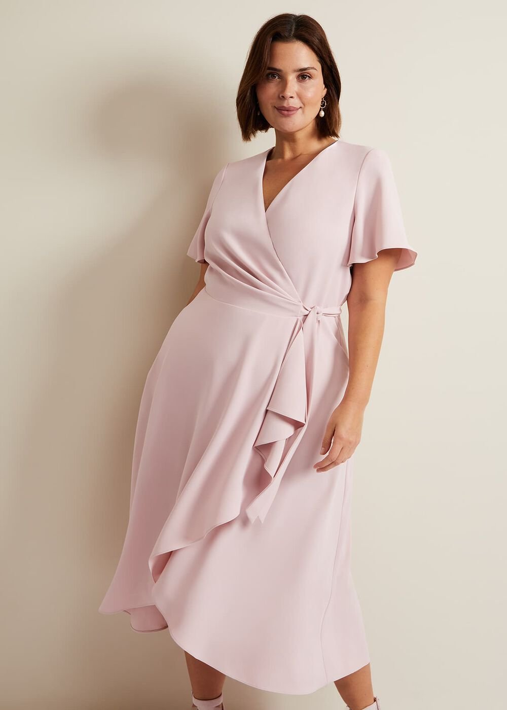 Julissa Frill Wrap Midi Dress - Antique Rose