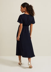Petite Julissa Wrap Dress - Navy