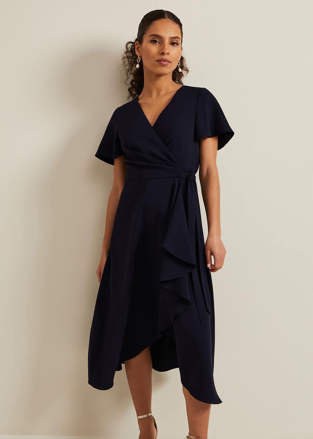 Petite Julissa Wrap Dress - Navy