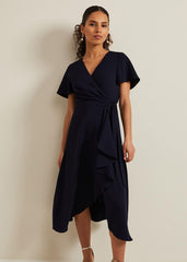 Petite Julissa Wrap Dress - Navy