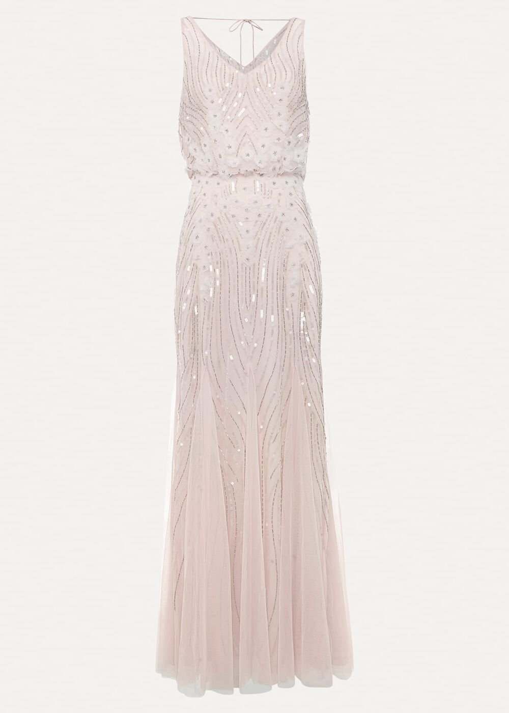 Lexi Ditsy Beaded Cowl Maxi Dress - Pale Pink