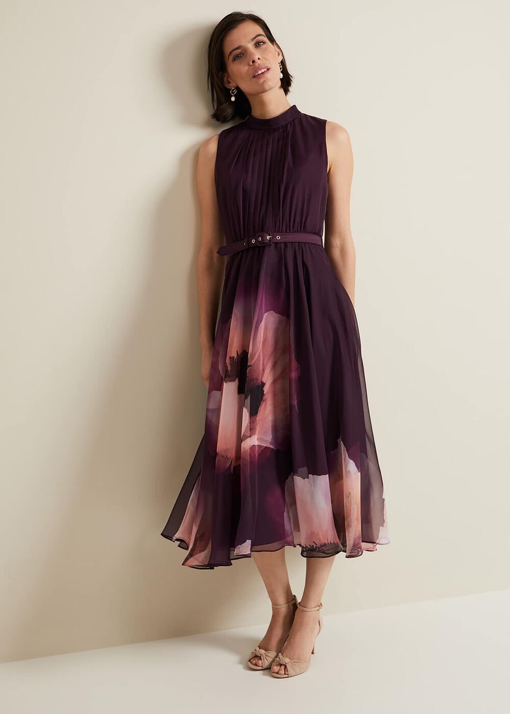 Bethany Placement Print Midi Dress - Multi-Coloured
