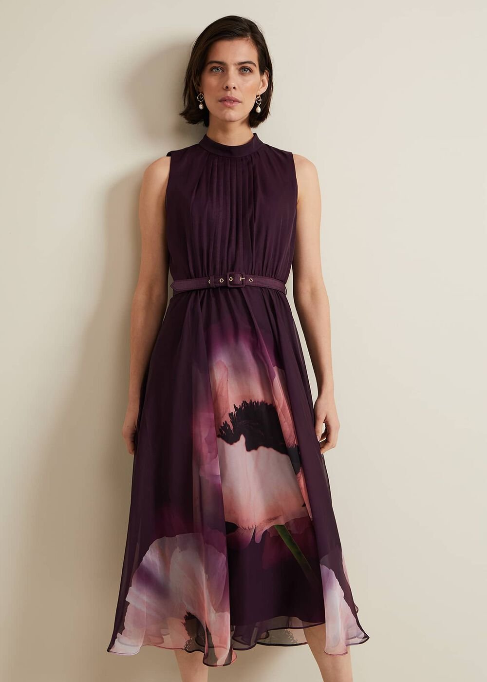 Bethany Placement Print Midi Dress - Multi-Coloured