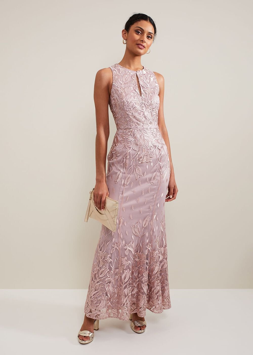 Jaclyn Embroidered Maxi Dress - Pale Pink