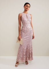 Jaclyn Embroidered Maxi Dress - Pale Pink