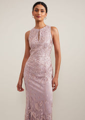 Jaclyn Embroidered Maxi Dress - Pale Pink
