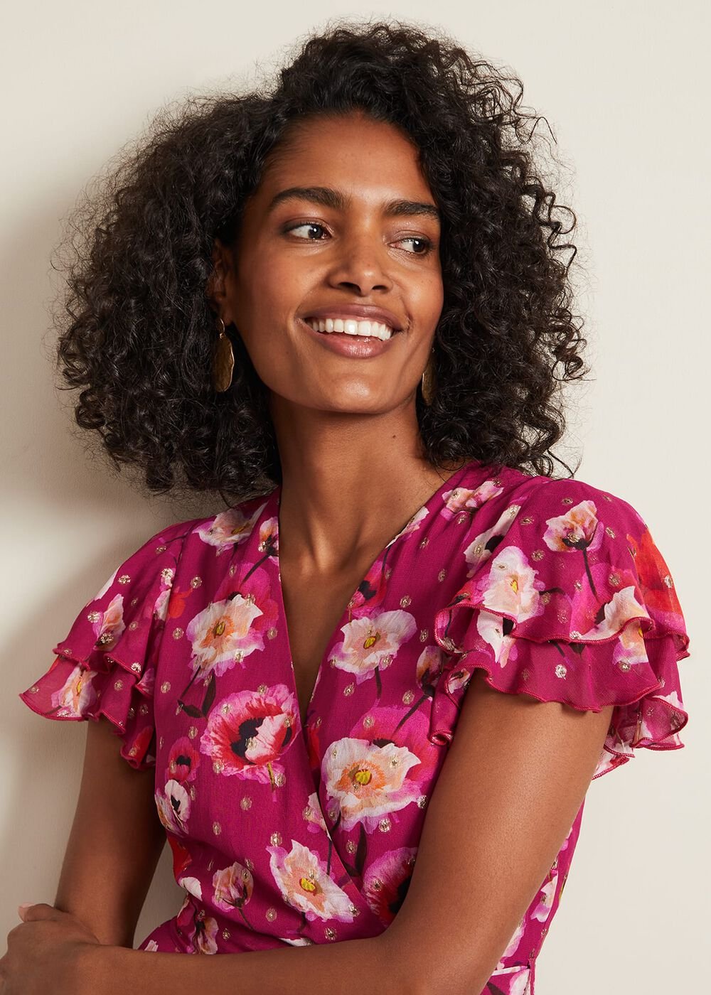 Nadine Ruffle Print Dress - Multi-Coloured