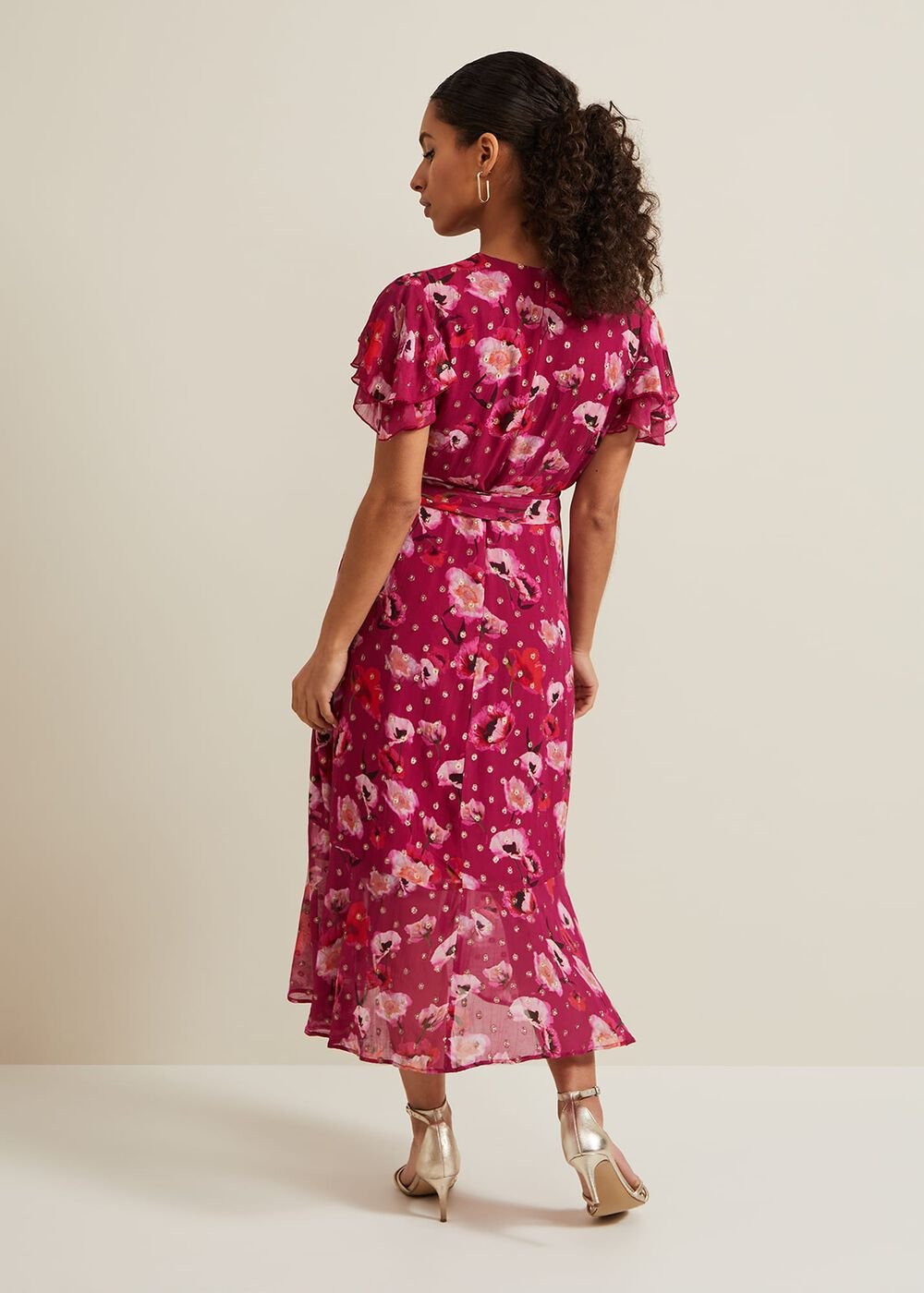 Petite Nadine Ruffle Print Dress - Multi-Coloured