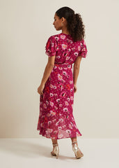 Petite Nadine Ruffle Print Dress - Multi-Coloured