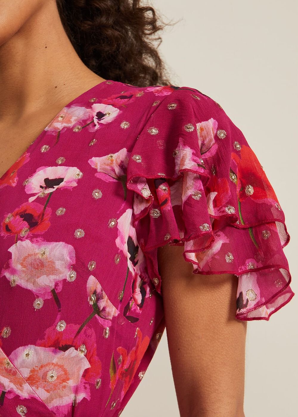 Petite Nadine Ruffle Print Dress - Multi-Coloured