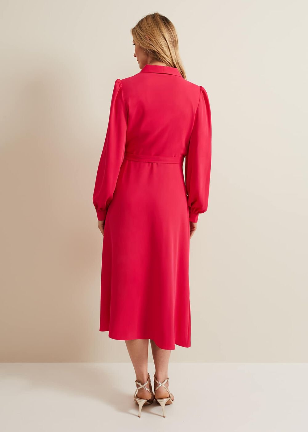 Philippa Long Sleeve Midi Dress - Pink