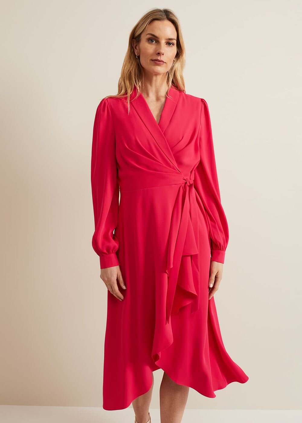 Philippa Long Sleeve Midi Dress - Pink