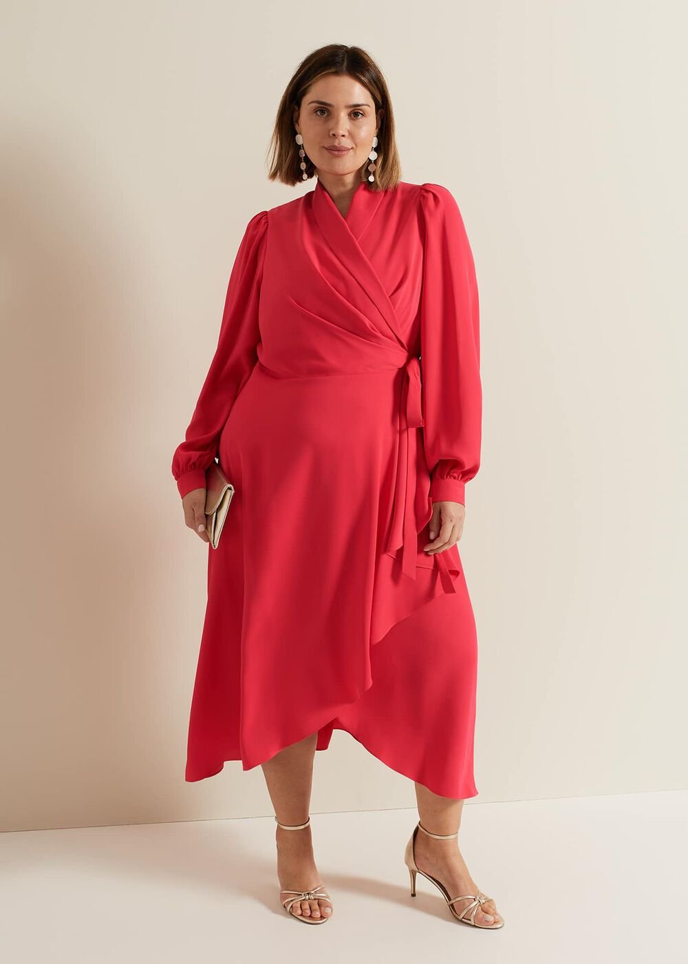 Philippa Long Sleeve Midi Dress - Pink