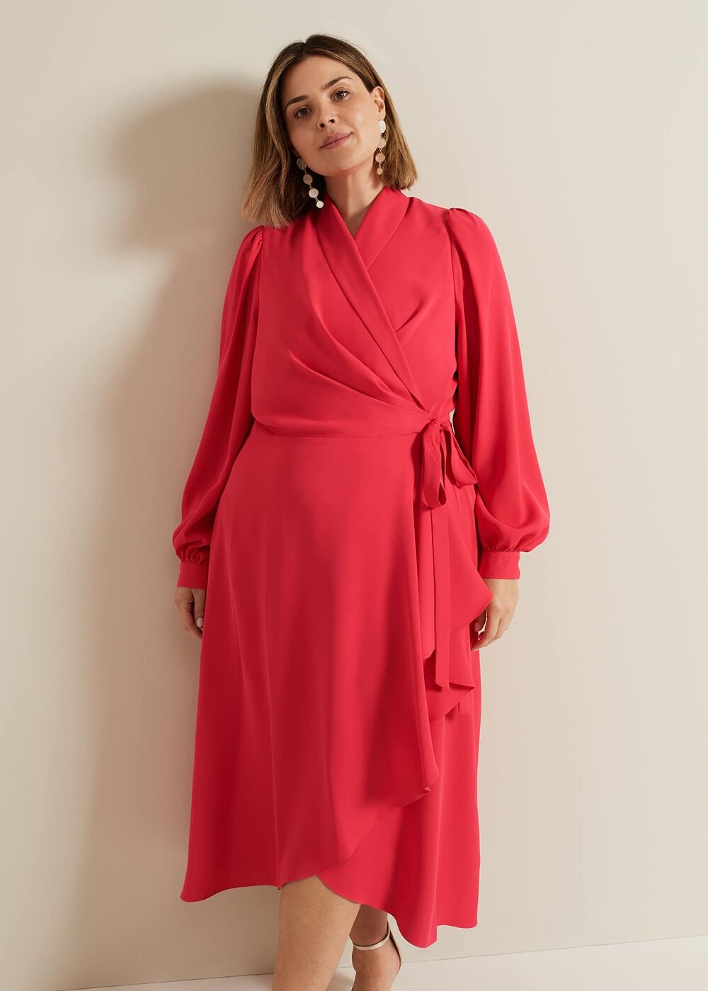 Philippa Long Sleeve Midi Dress - Pink