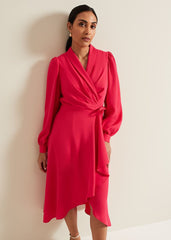 Petite Philippa Wrap Dress - Pink