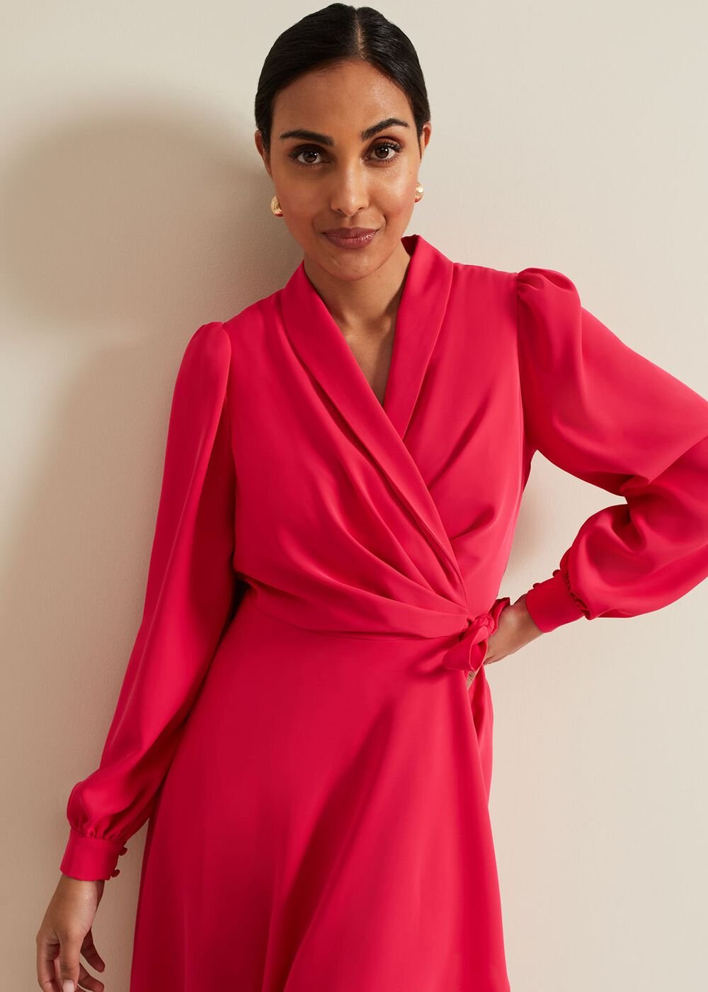 Petite Philippa Wrap Dress - Pink