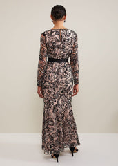 Nola V-Neck Embroidered Maxi Dress - Multi-Coloured