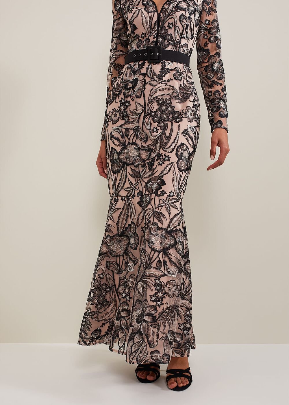 Nola V-Neck Embroidered Maxi Dress - Multi-Coloured