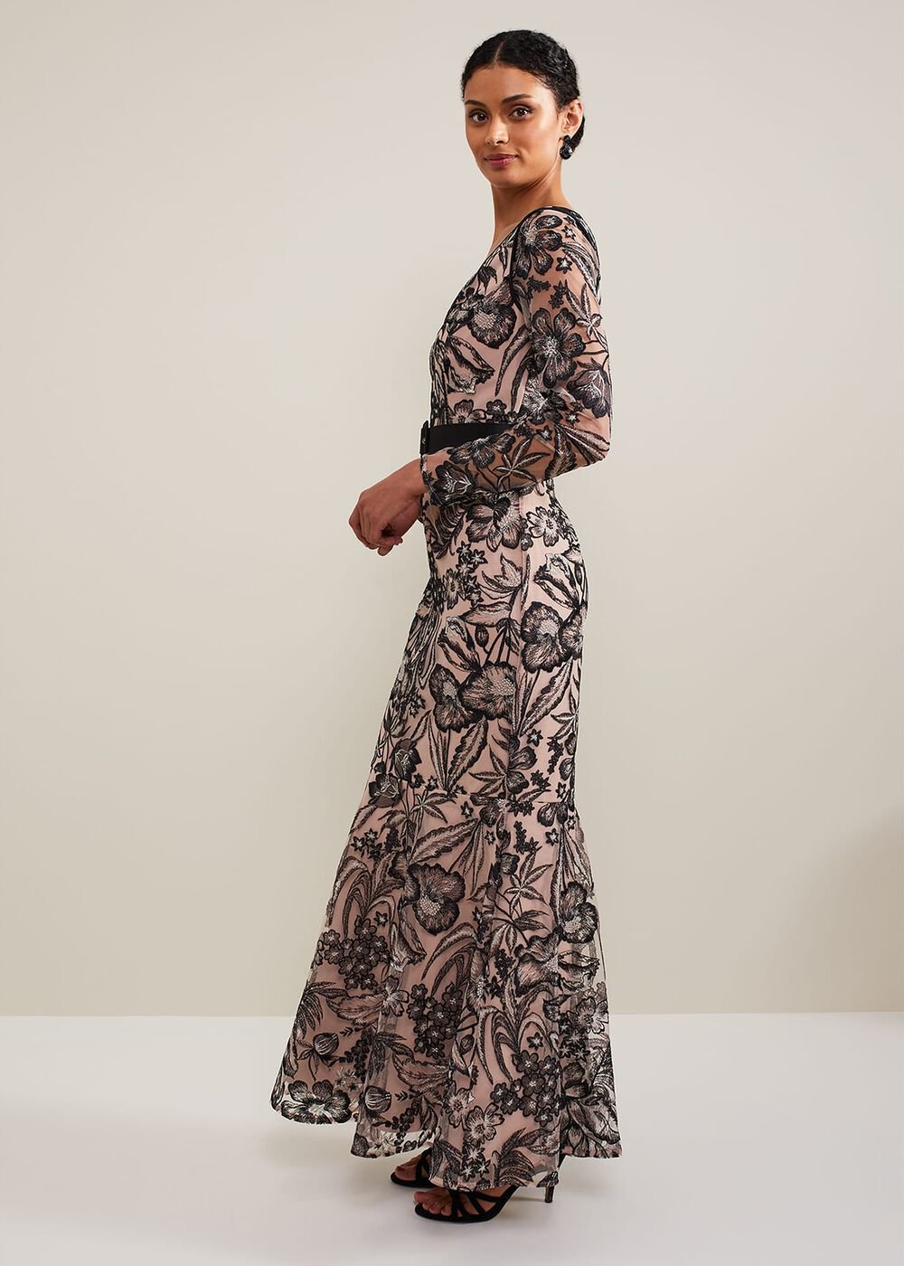 Nola V-Neck Embroidered Maxi Dress - Multi-Coloured