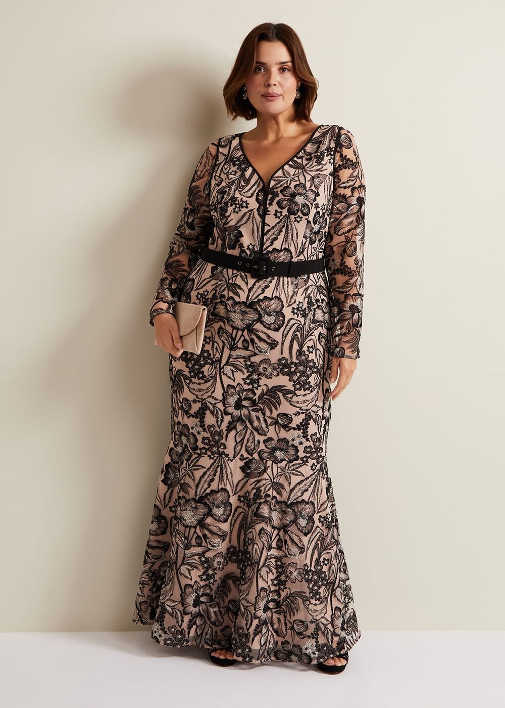 Nola V-Neck Embroidered Maxi Dress - Multi-Coloured