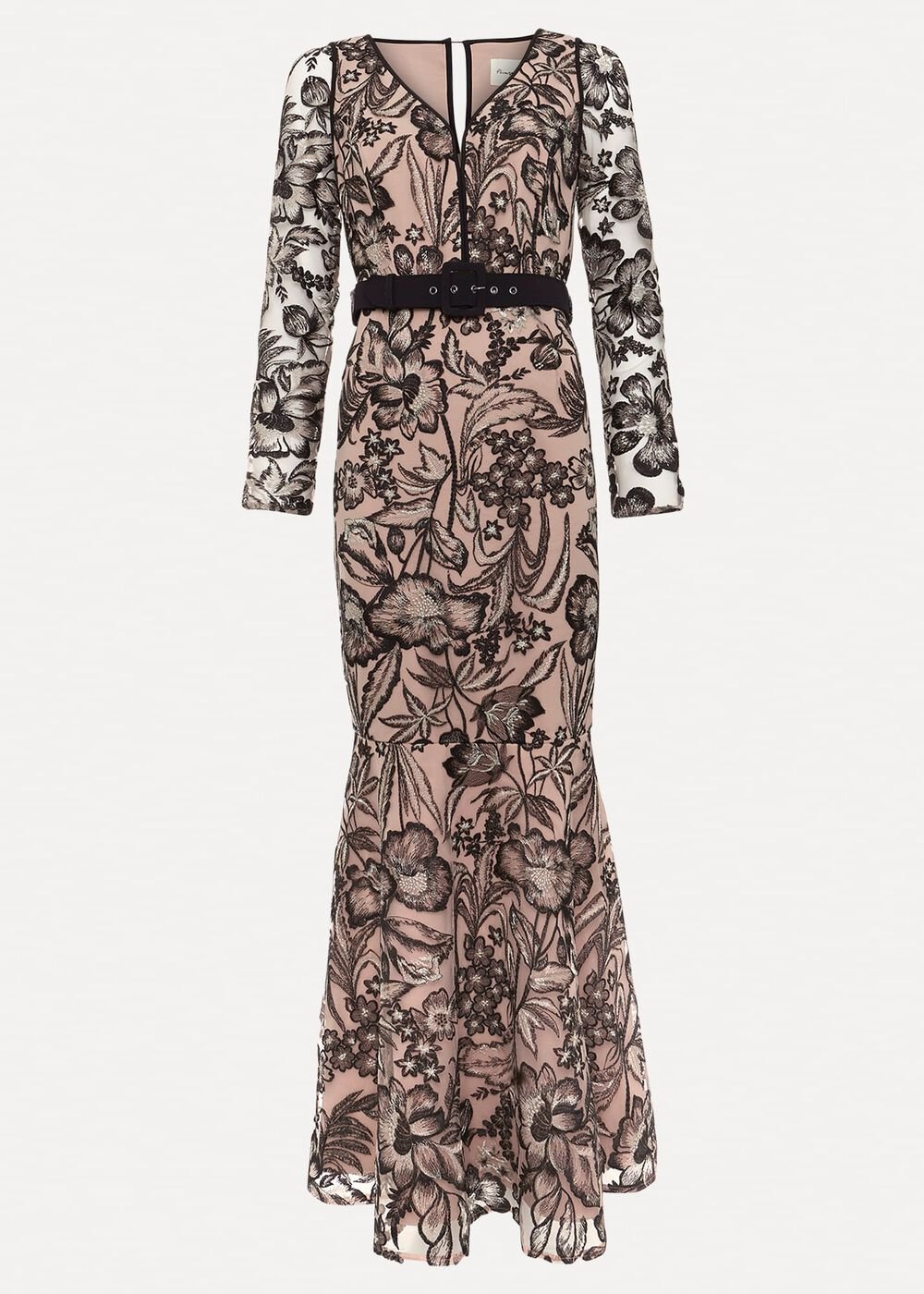 Nola V-Neck Embroidered Maxi Dress - Multi-Coloured