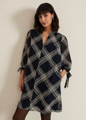 Cora Check Navy Tunic Dress - Navy