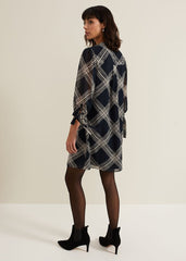 Cora Check Navy Tunic Dress - Navy