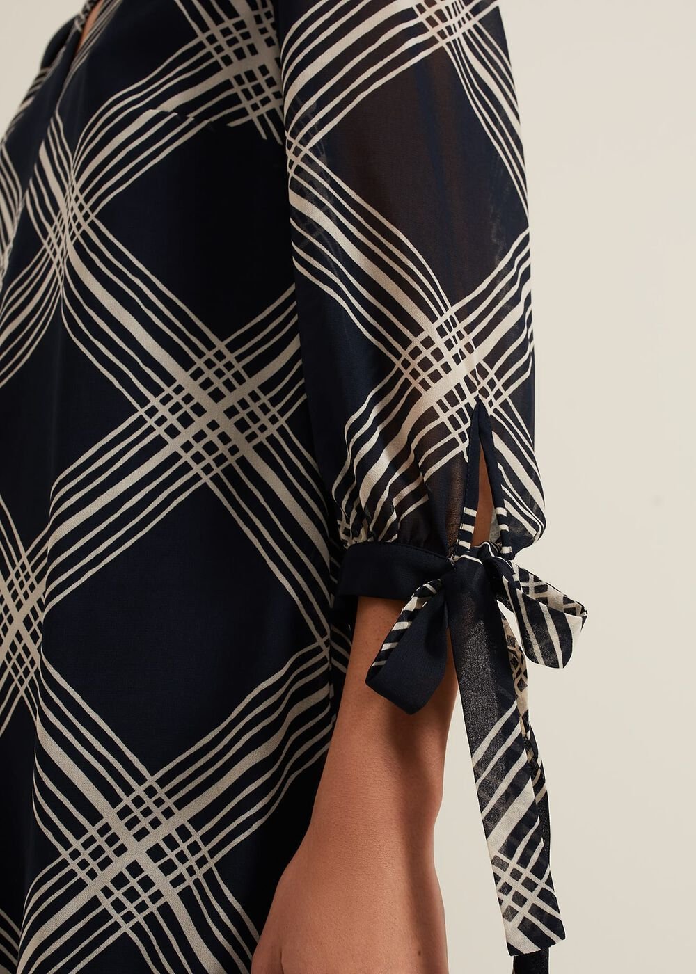 Cora Check Navy Tunic Dress - Navy