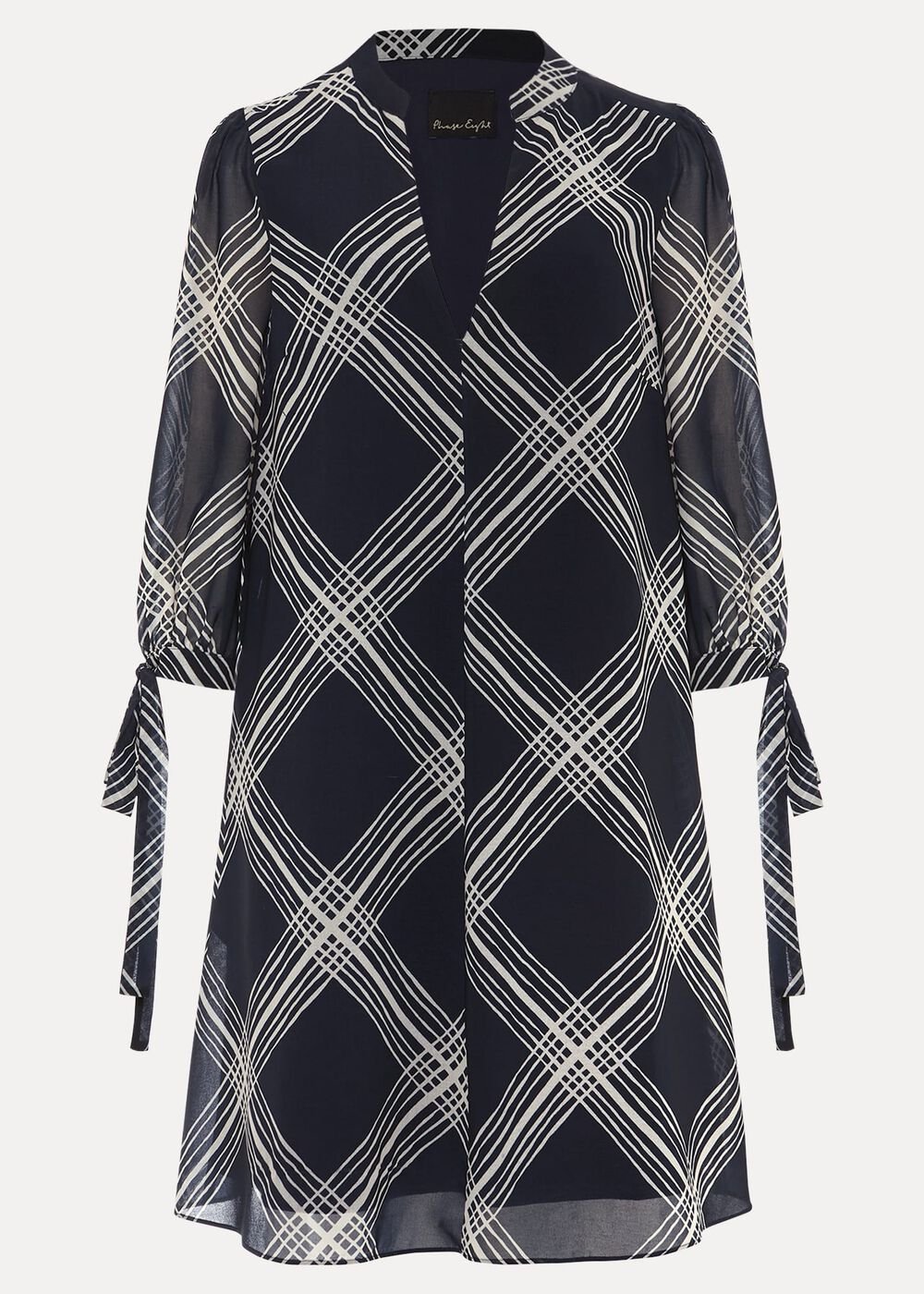 Cora Check Navy Tunic Dress - Navy