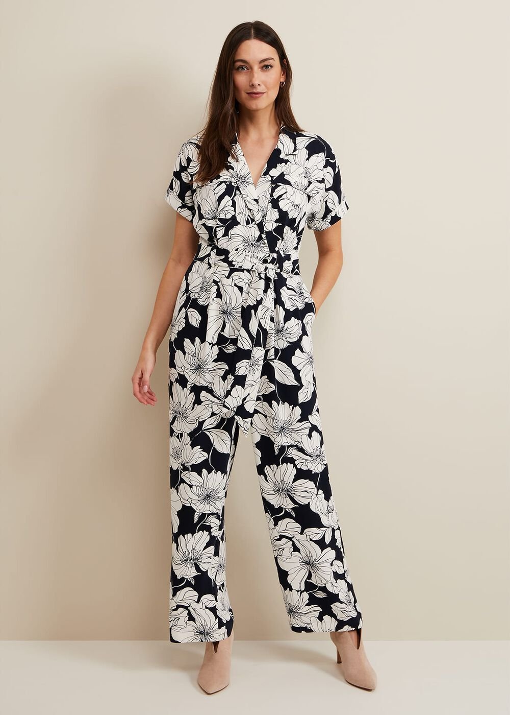 Constance Floral Jumpsuit - Navy/Ivory