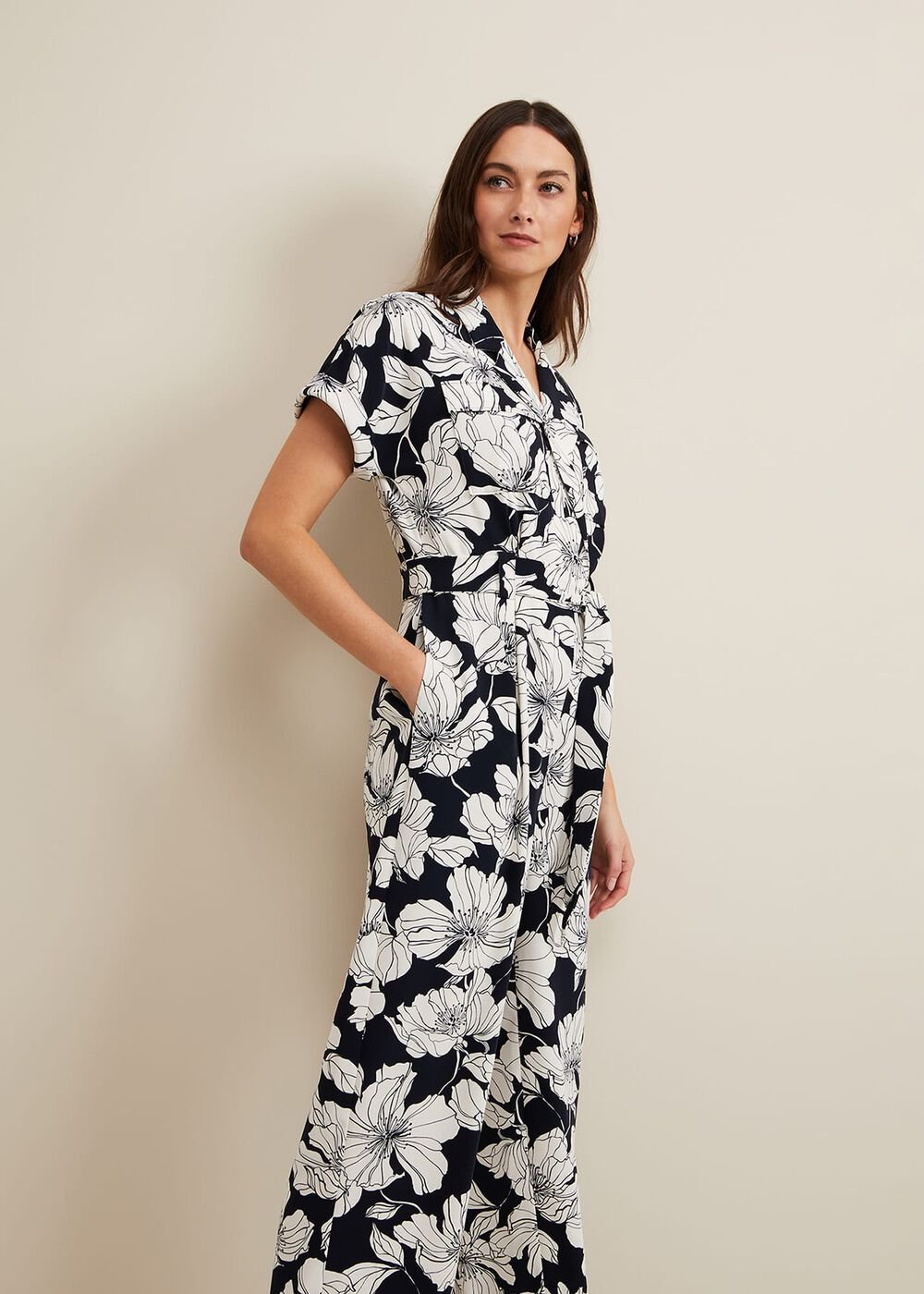 Constance Floral Jumpsuit - Navy/Ivory