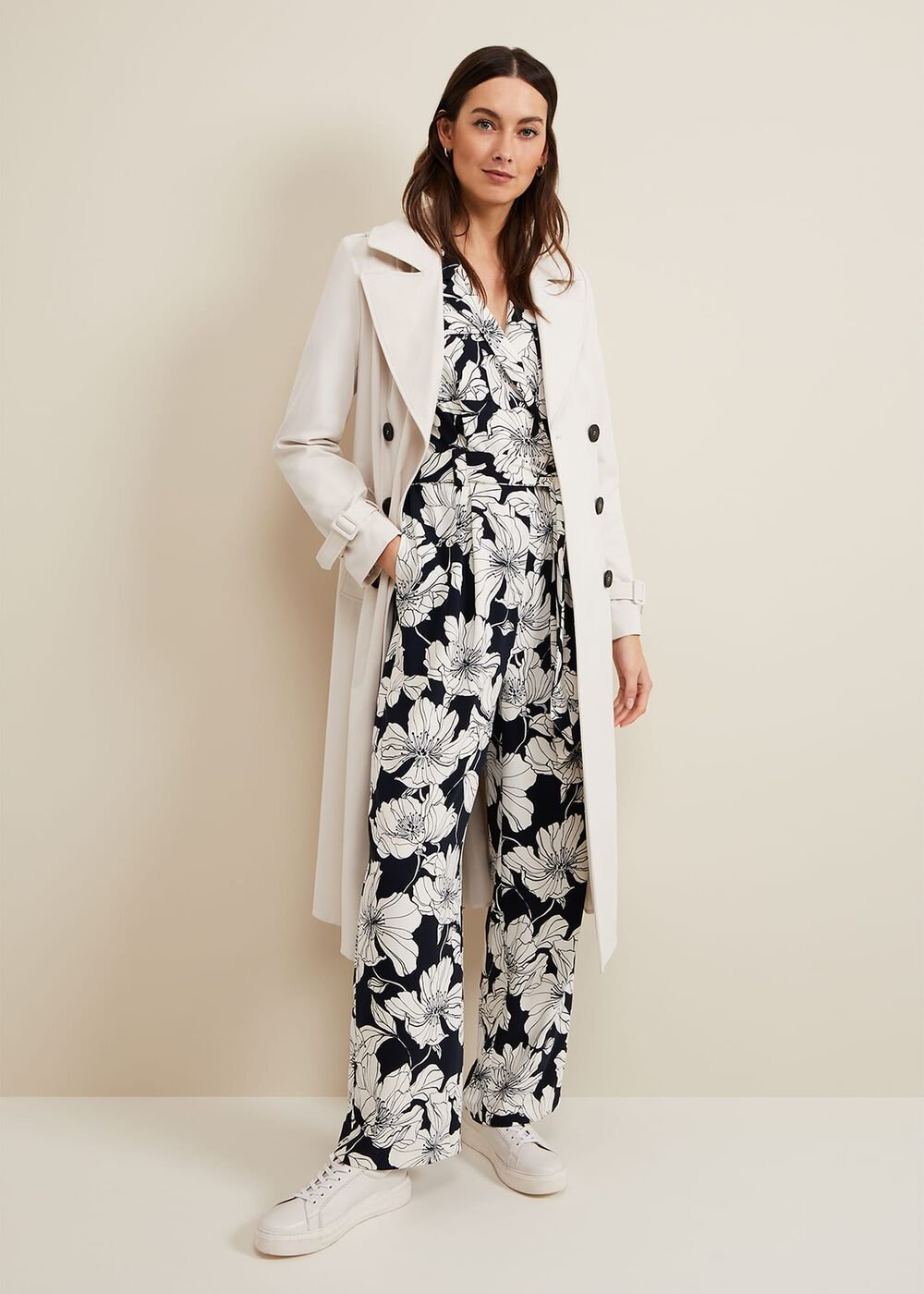 Constance Floral Jumpsuit - Navy/Ivory