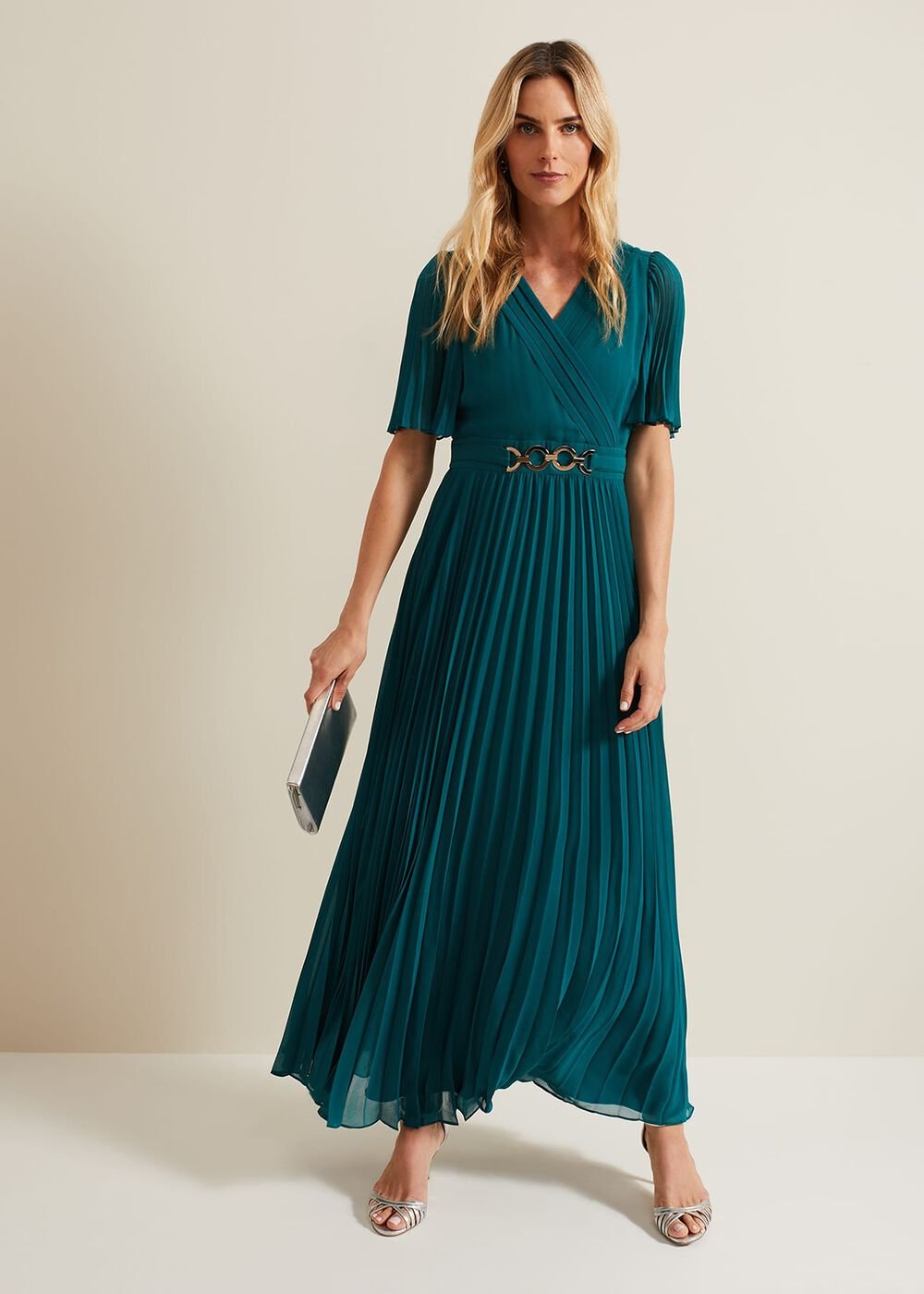 Yasmina Pleated Maxi Dress - Green