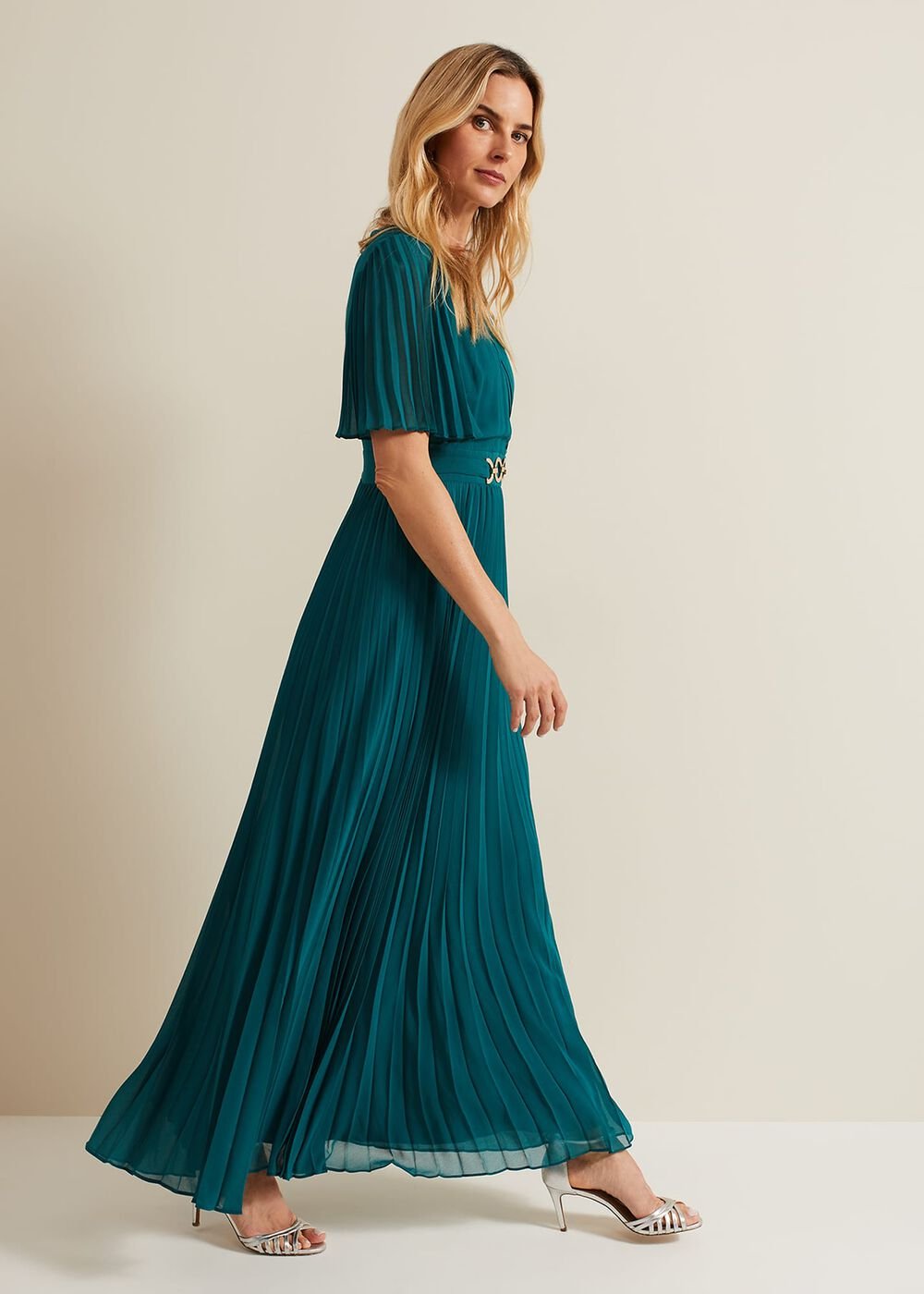 Yasmina Pleated Maxi Dress - Green