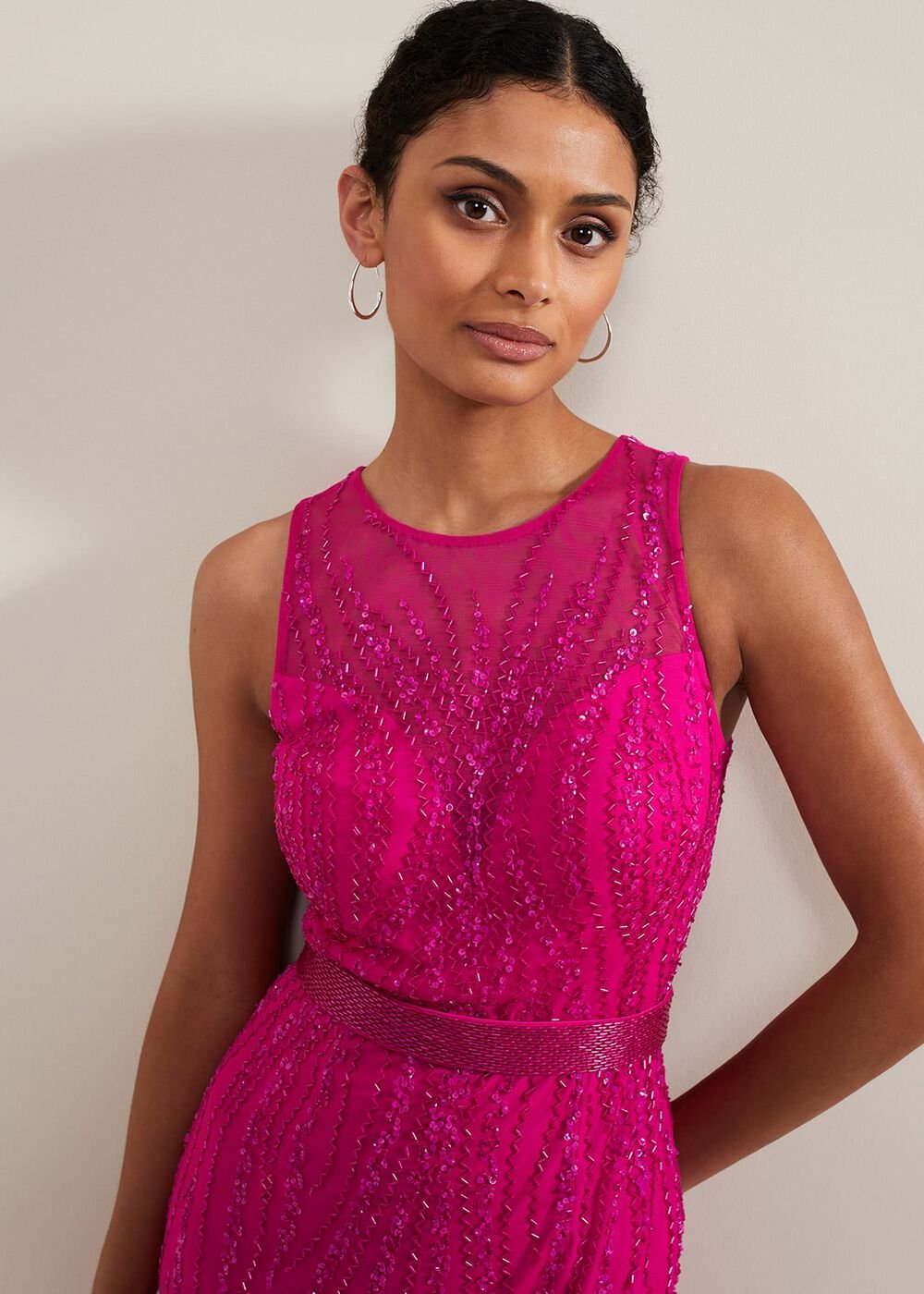 Rowena Beaded Maxi Dress - Fuchsia