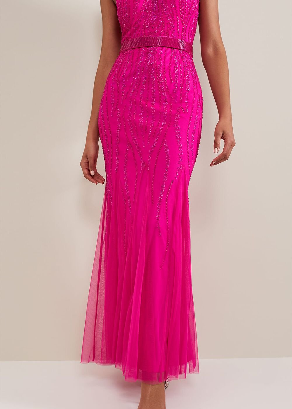 Rowena Beaded Maxi Dress - Fuchsia
