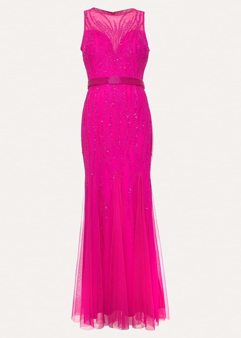 Rowena Beaded Maxi Dress - Fuchsia