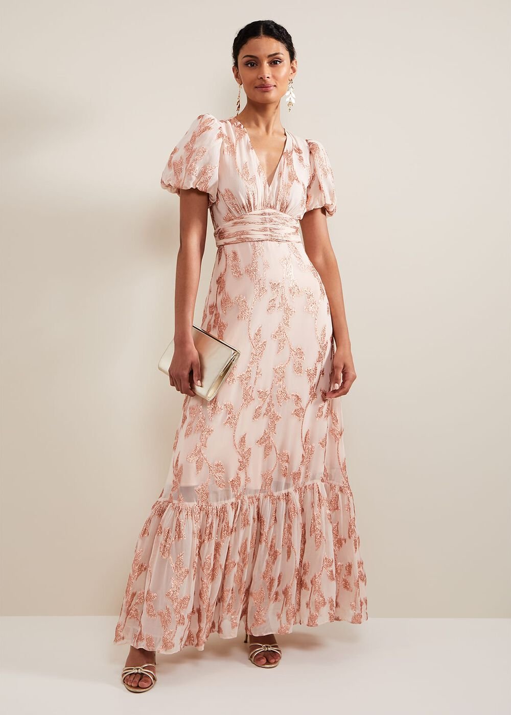 Genette Jacquard Maxi Dress - Pale Pink