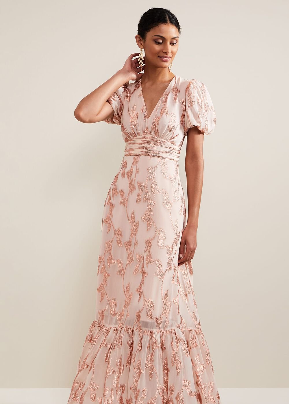 Genette Jacquard Maxi Dress - Pale Pink