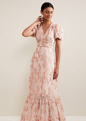 Genette Jacquard Maxi Dress - Pale Pink