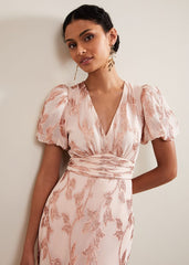 Genette Jacquard Maxi Dress - Pale Pink