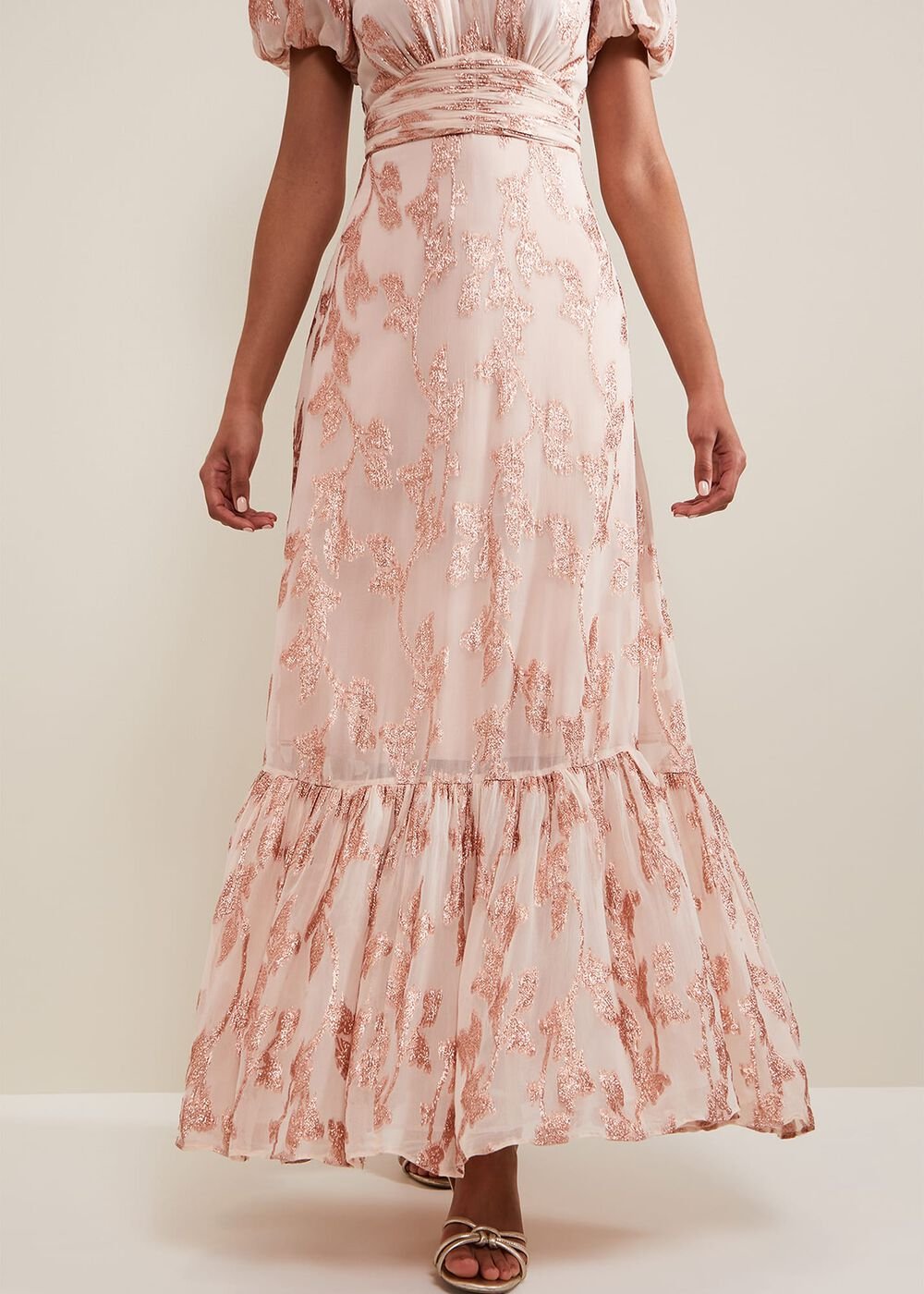 Genette Jacquard Maxi Dress - Pale Pink